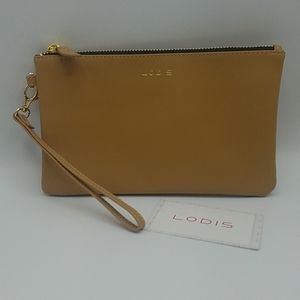 Louis Women's Tan Leather Wristlet Wallet, NEW
